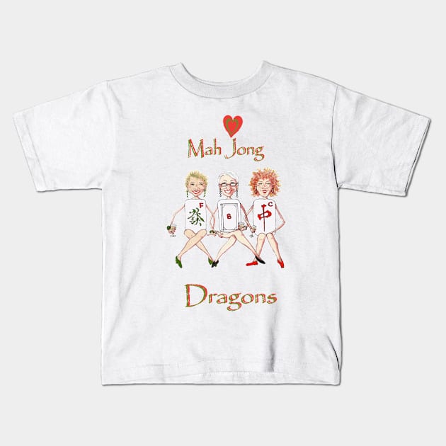 Mah Jong Dragons Kids T-Shirt by Annie18c